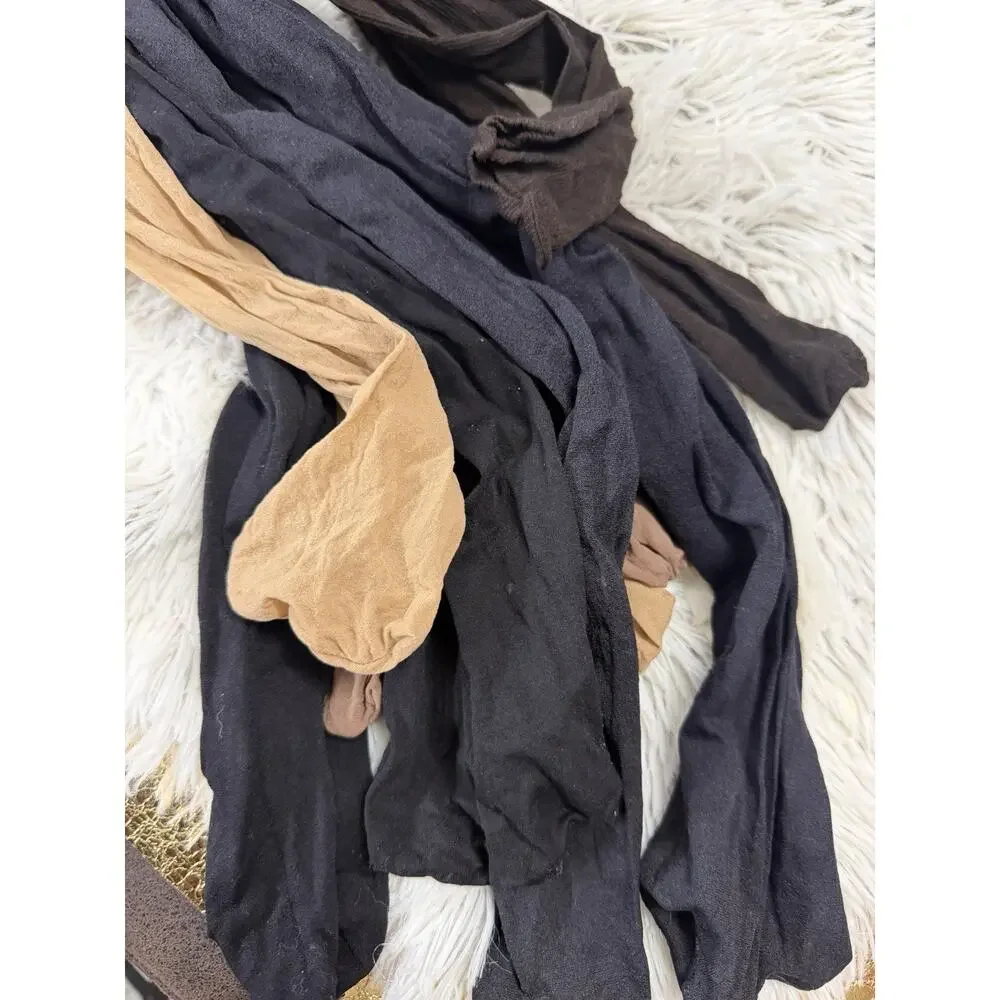 LOT of Vintage PANTYHOSE 6 Pair Nude Flesh Black Brown Hosiery Craft Wear Used